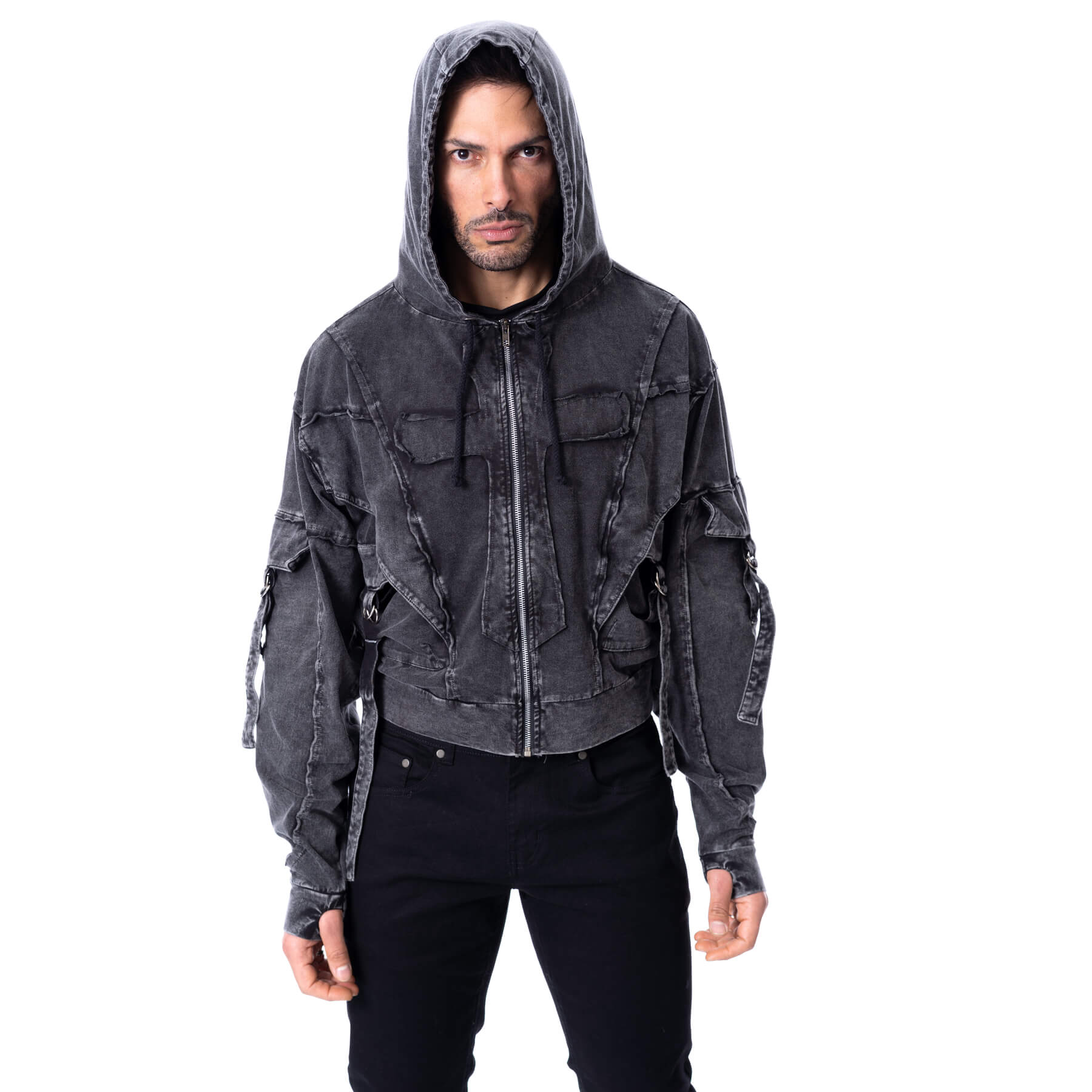 CRUX NOCTIS HOOD – GREY STONEWASH