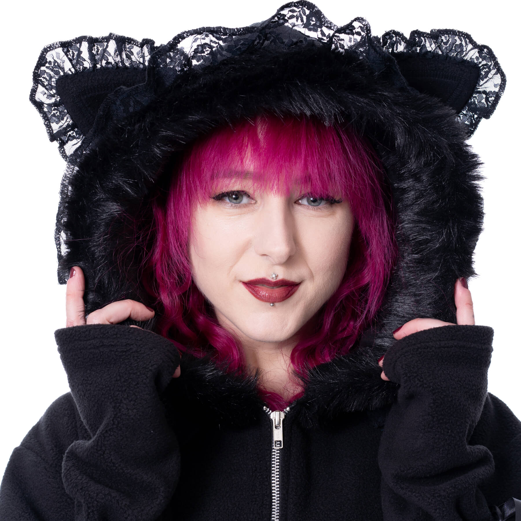 LILITH KITTY OVERSIZED HOOD – BLACK
