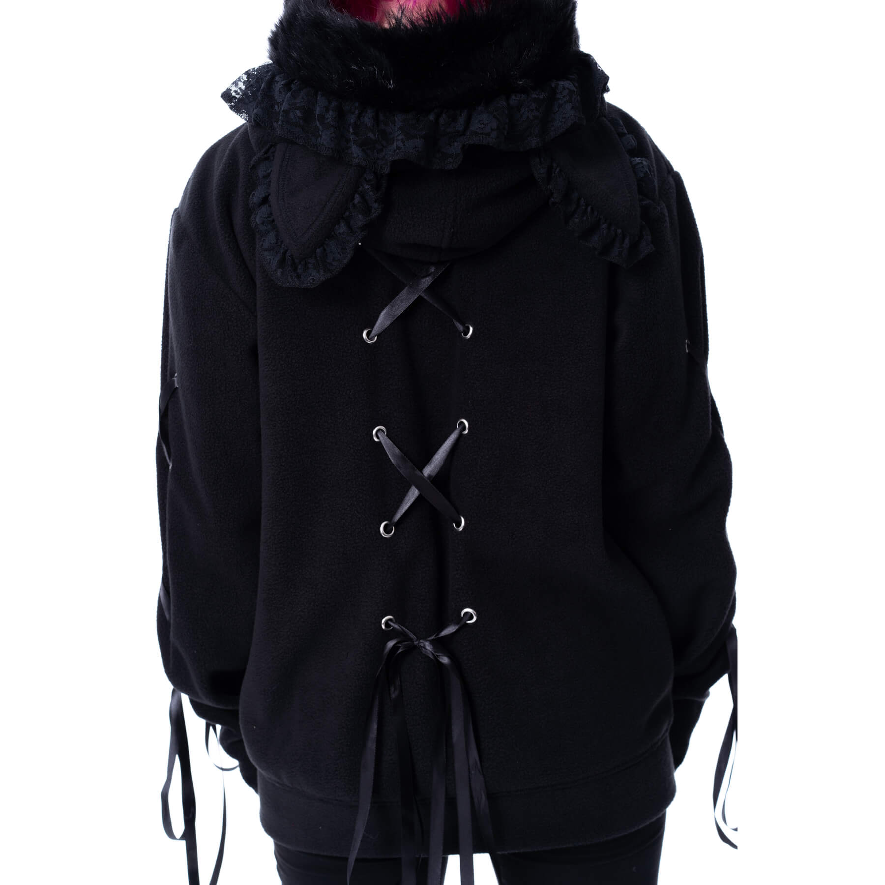 LILITH KITTY OVERSIZED HOOD – BLACK