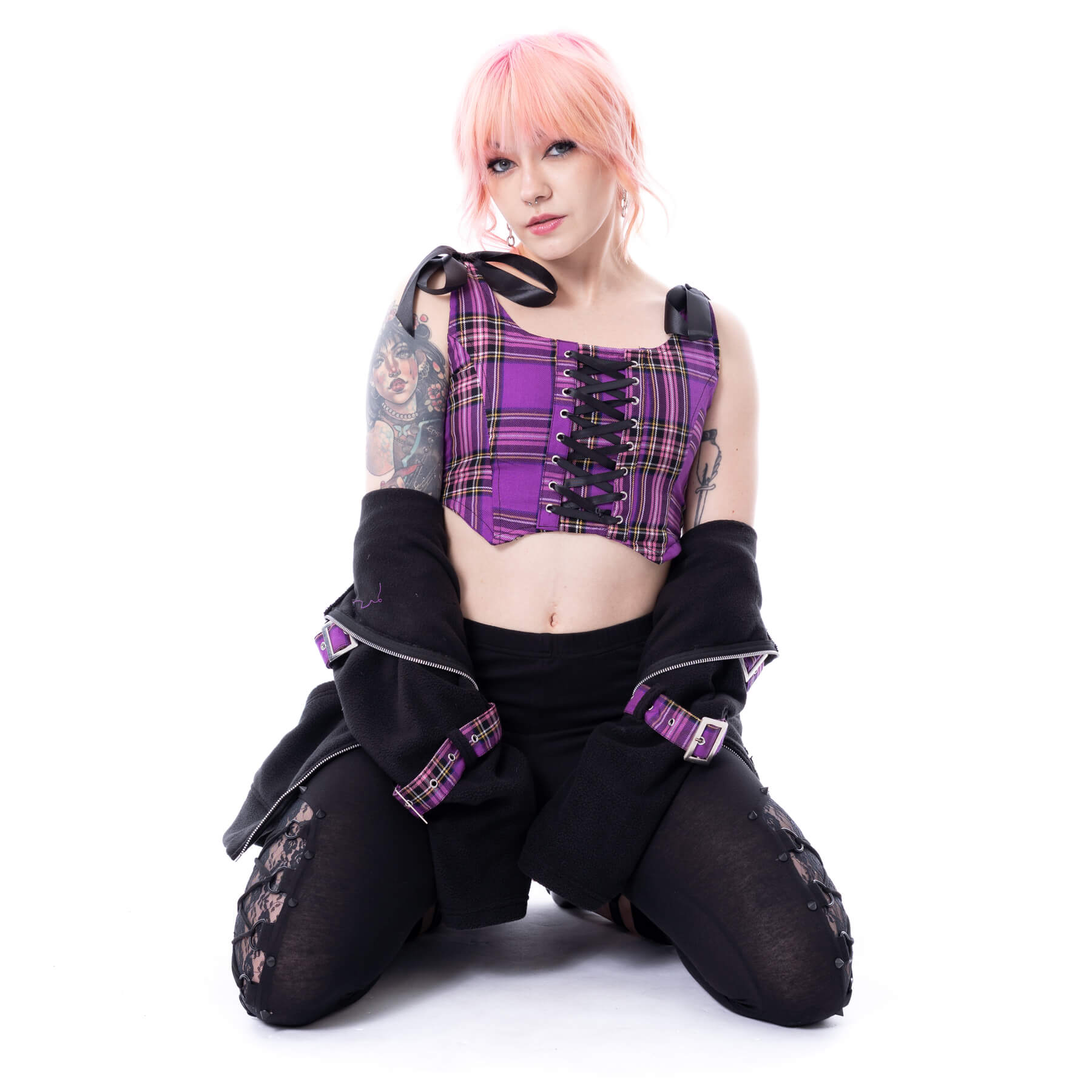 LILURA TOP – PURPLE/PINK CHECK