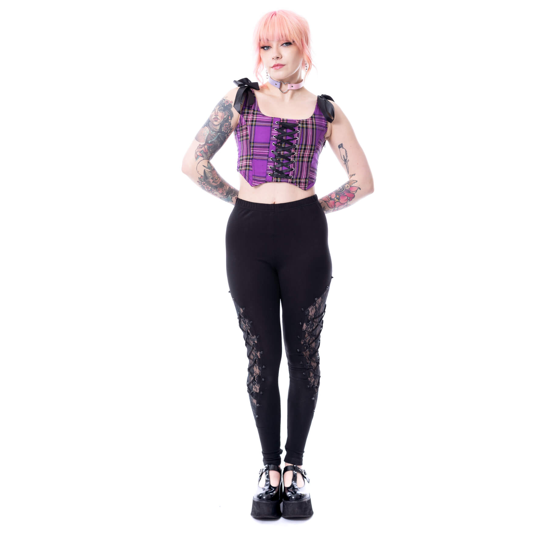 LILURA TOP – PURPLE/PINK CHECK