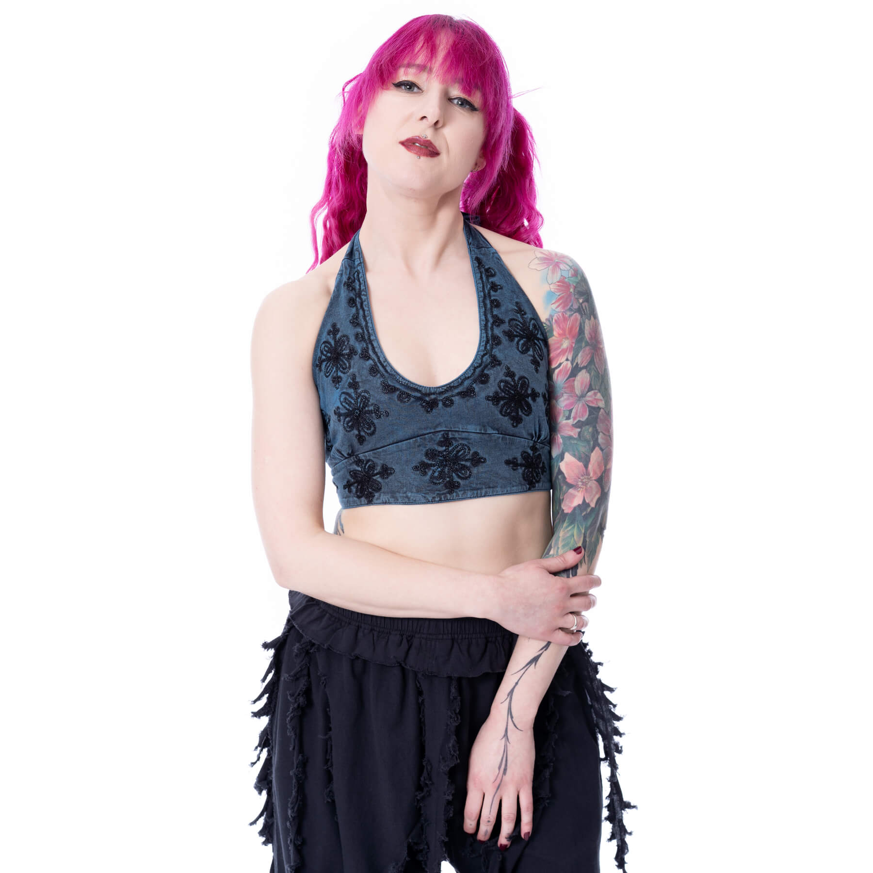LOTUS BRALETTE – TEAL STONEWASH