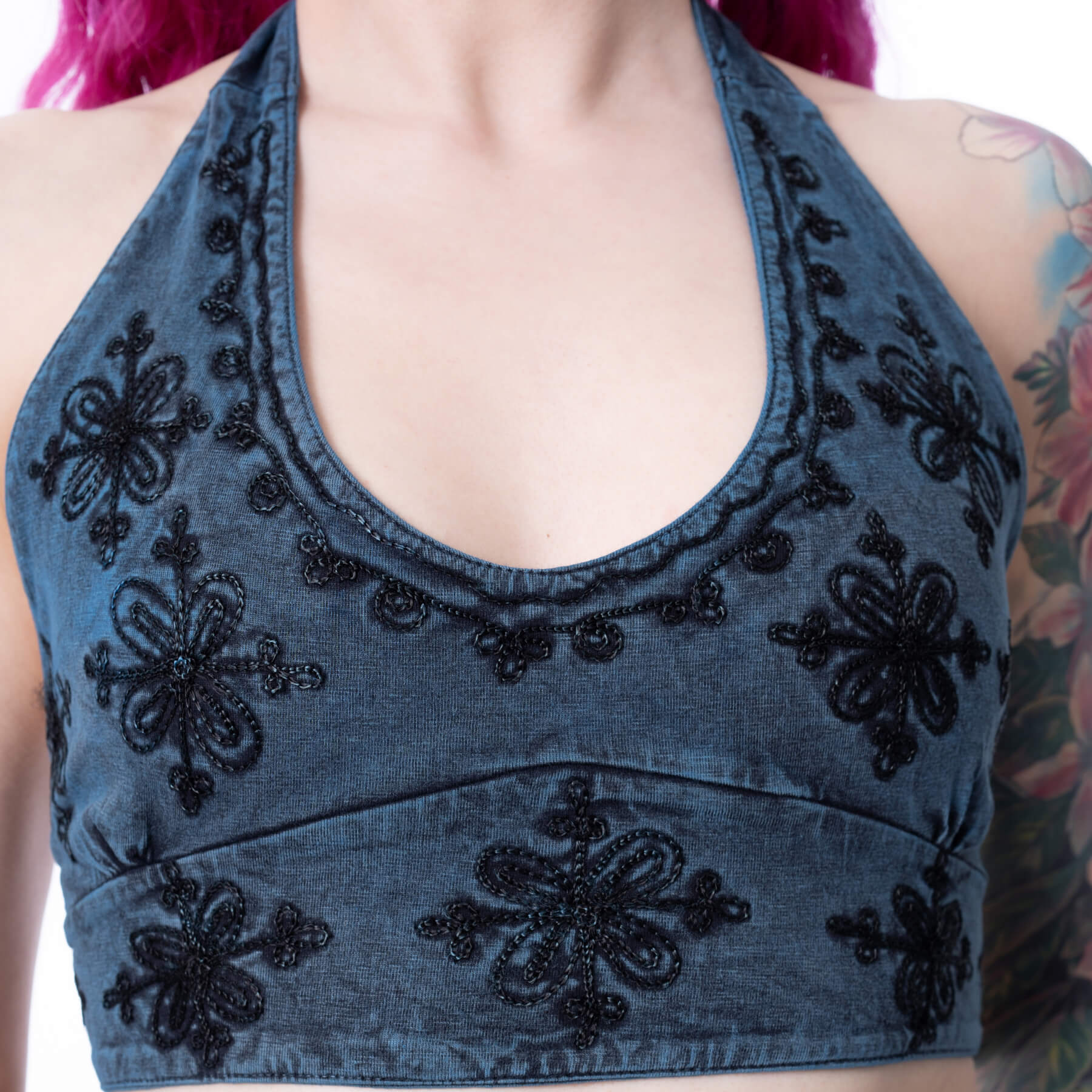 LOTUS BRALETTE – TEAL STONEWASH