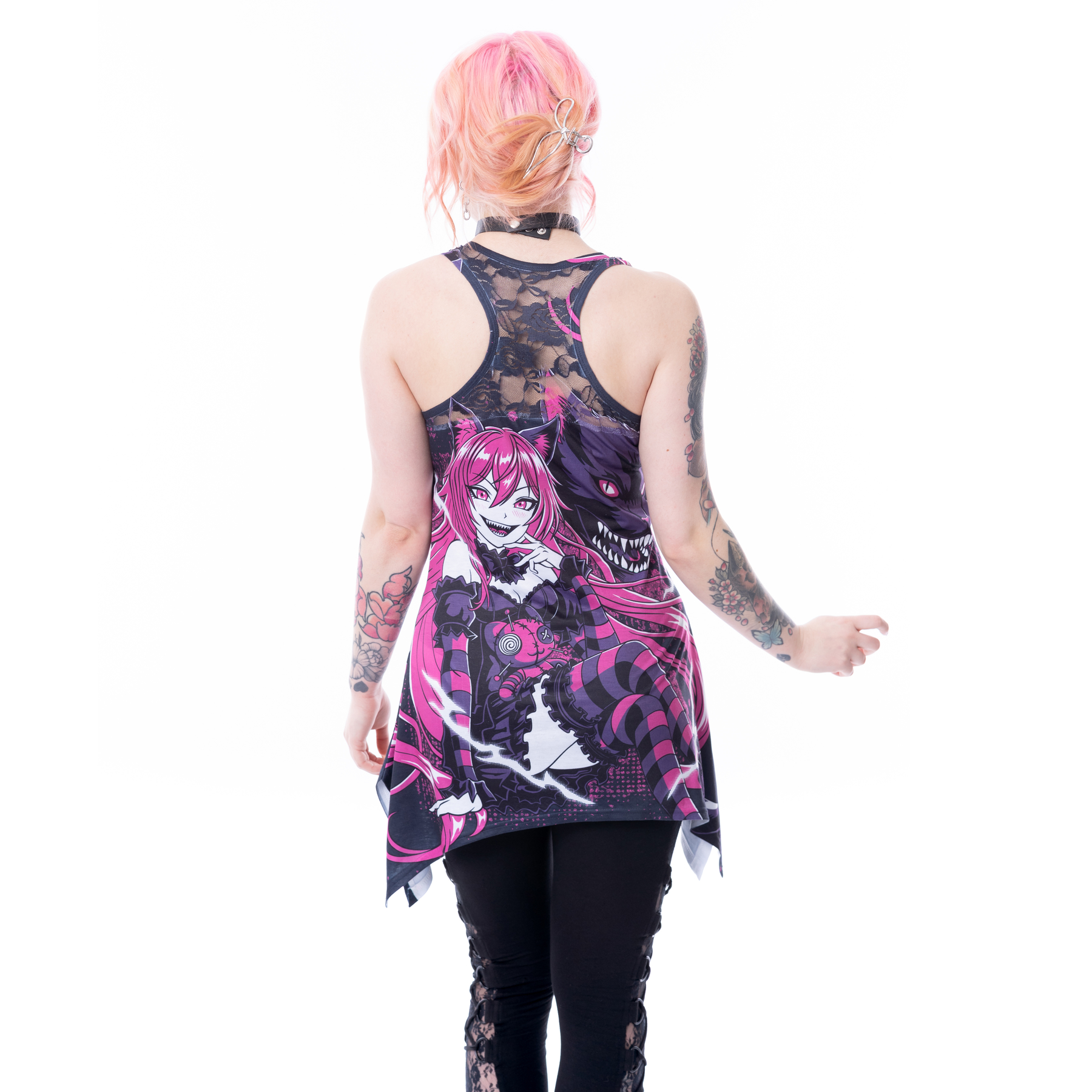 PANTHERETTE LACE PANEL VEST – BLACK