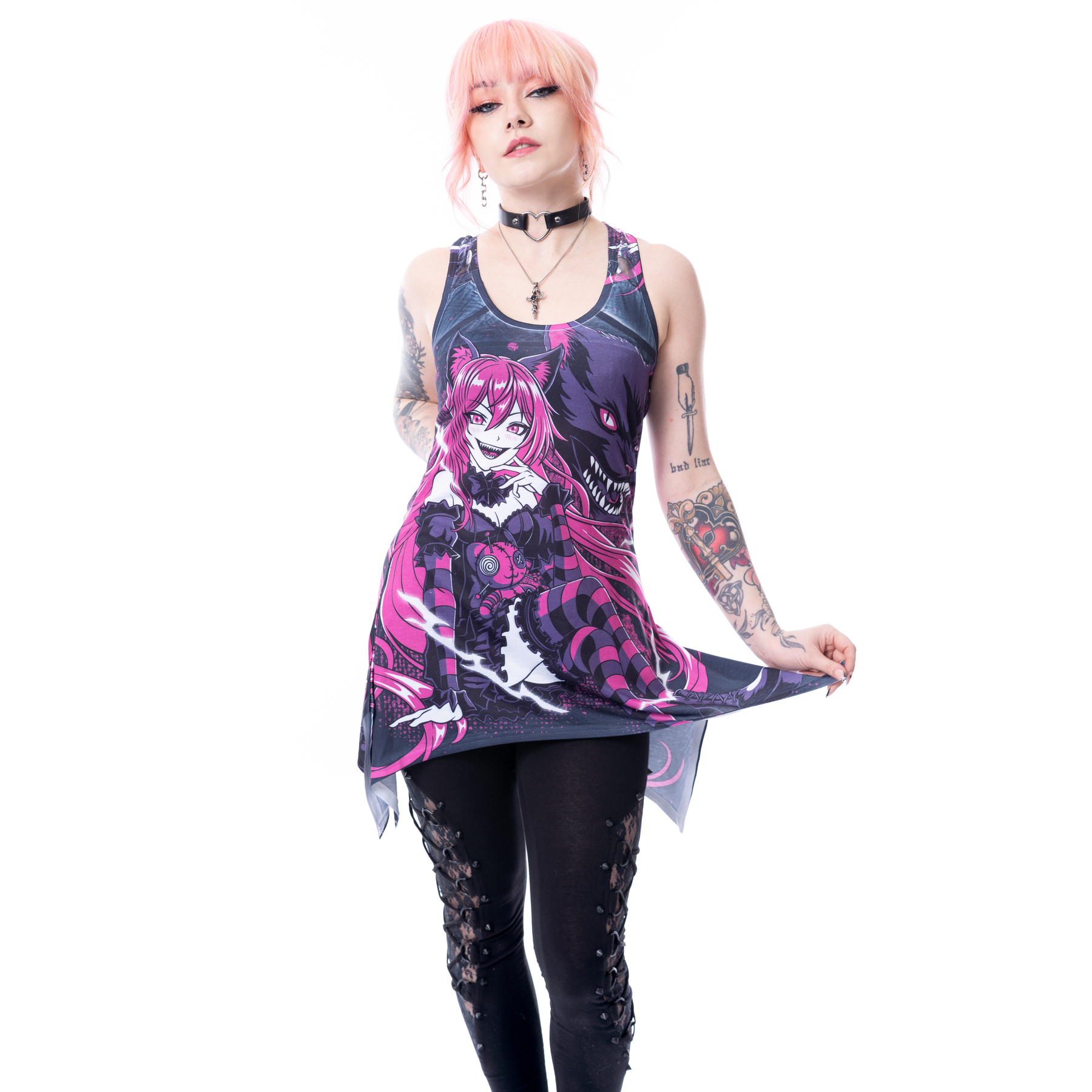 PANTHERETTE LACE PANEL VEST – BLACK