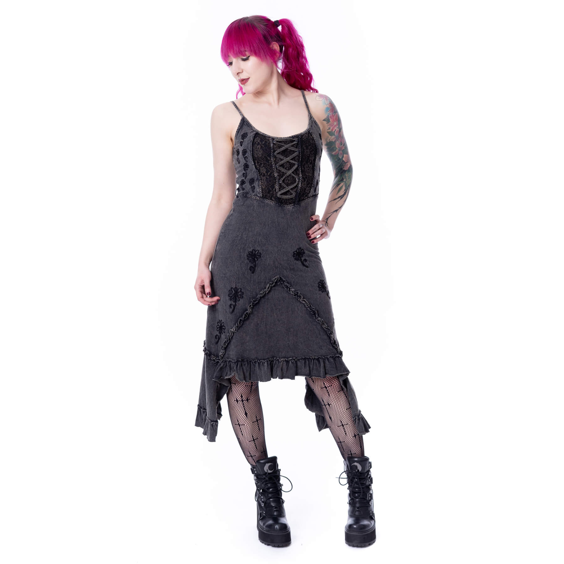 SUNDARA DRESS – BLACK STONEWASH