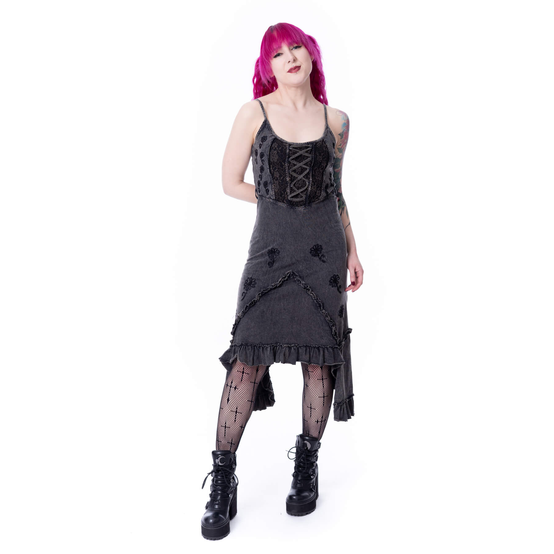 SUNDARA DRESS – BLACK STONEWASH