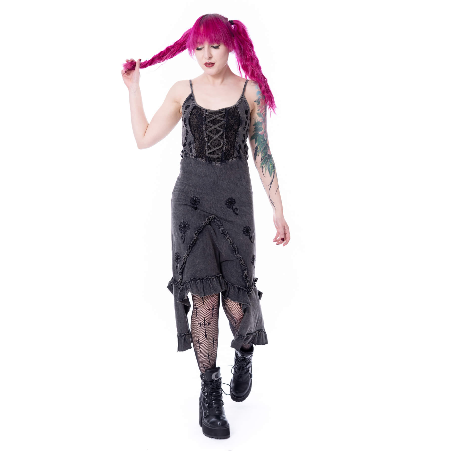 SUNDARA DRESS – BLACK STONEWASH