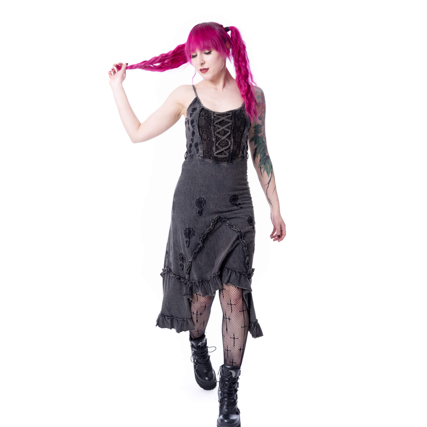 SUNDARA DRESS – BLACK STONEWASH