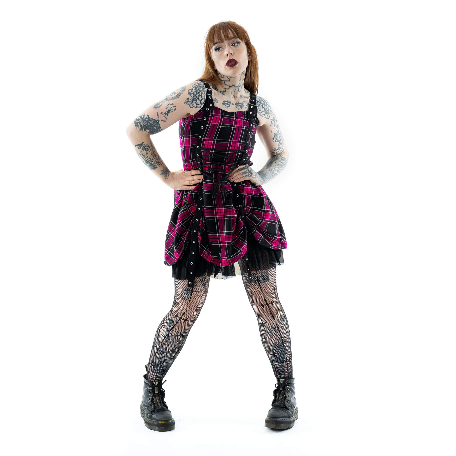 MARTA DRESS – DARK PINK CHECK