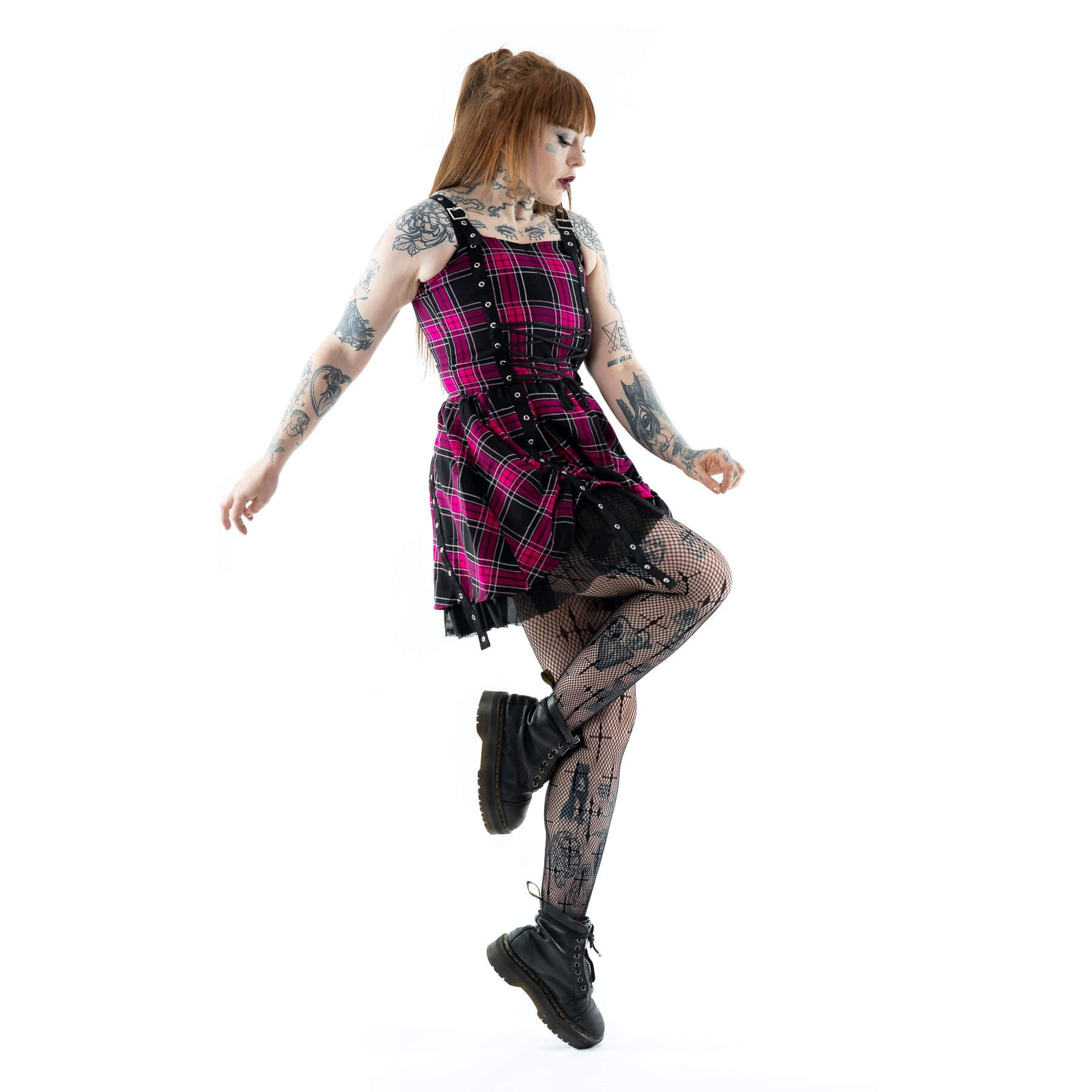 MARTA DRESS – DARK PINK CHECK