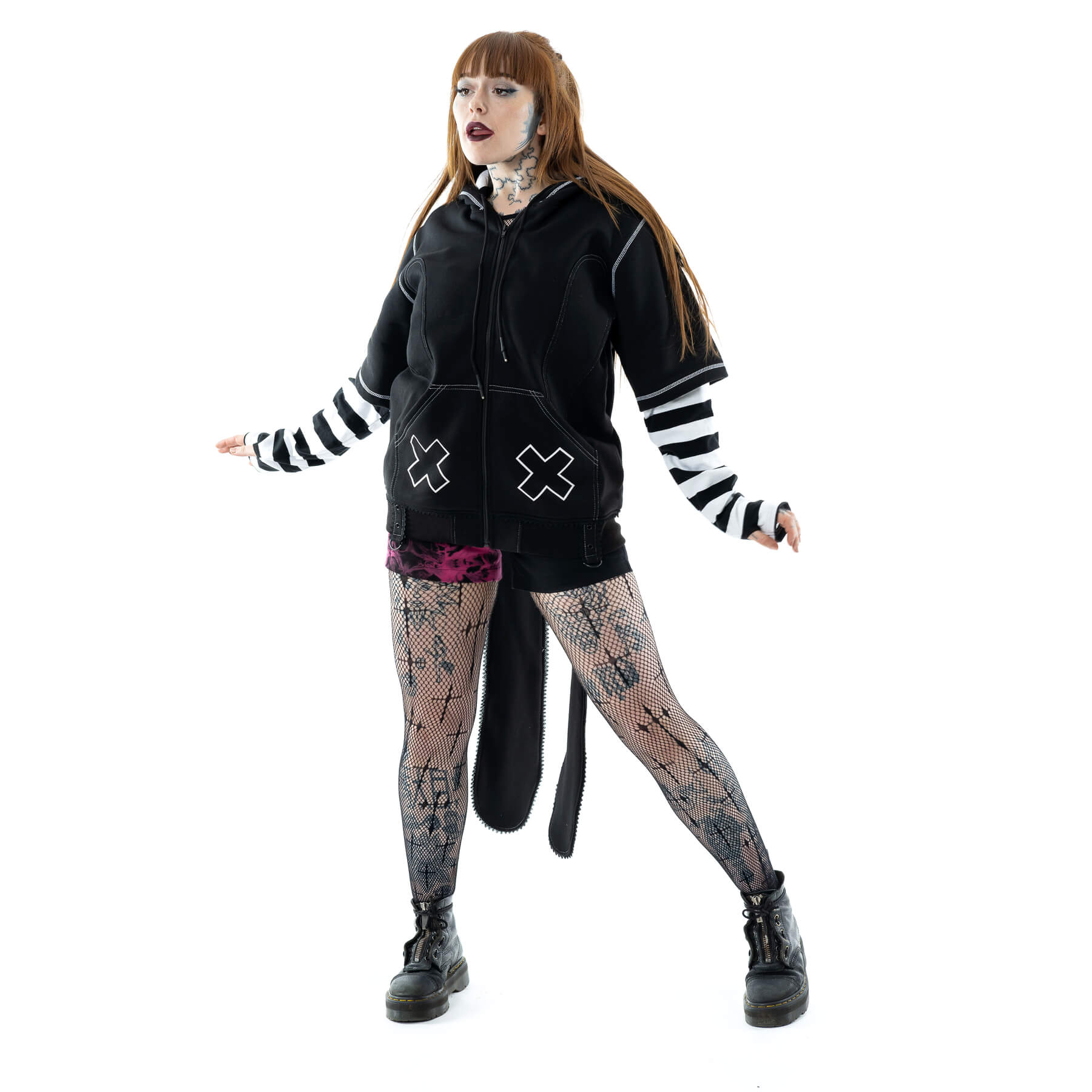 HYPNO BUNNY HOOD –  BLACK/WHITE