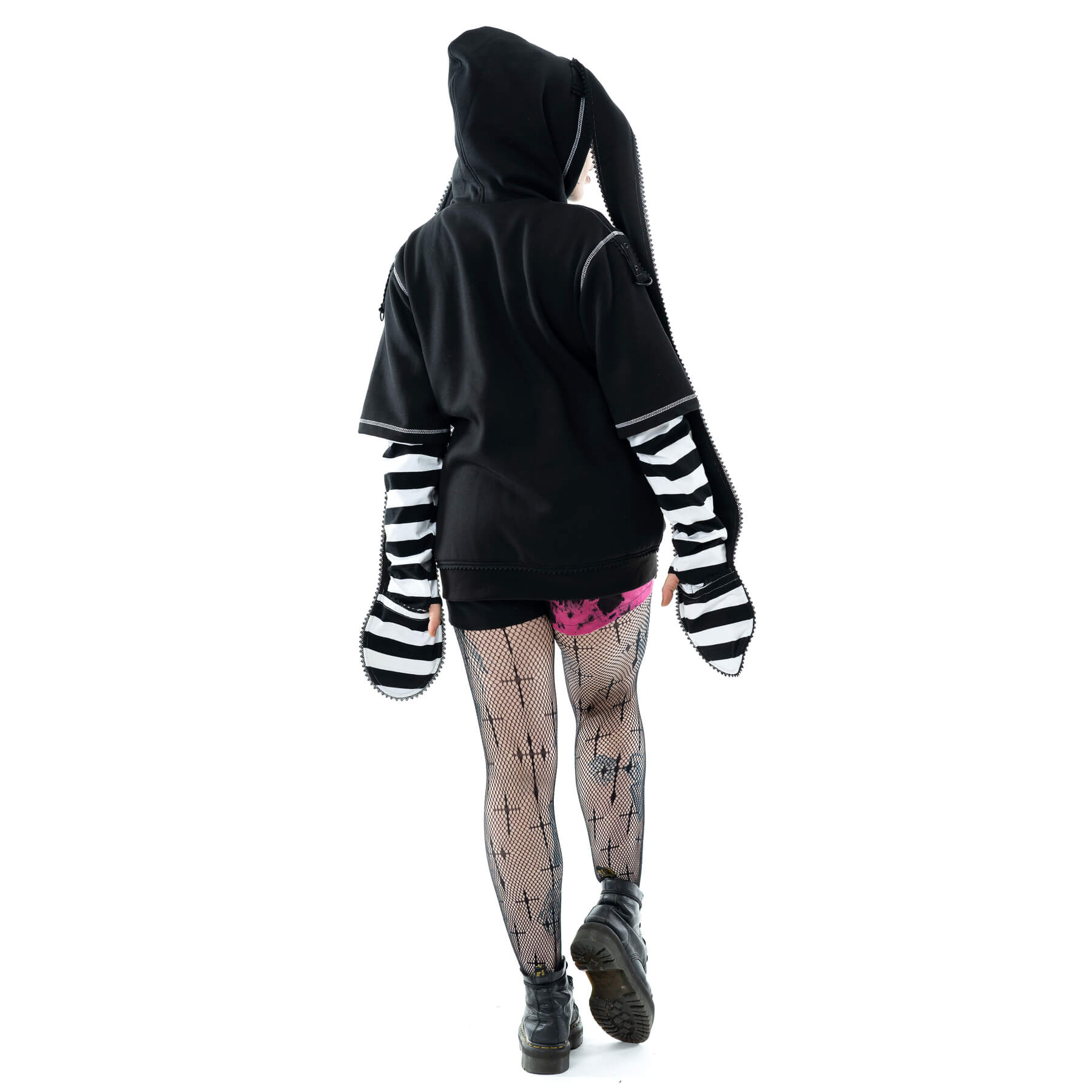HYPNO BUNNY HOOD –  BLACK/WHITE