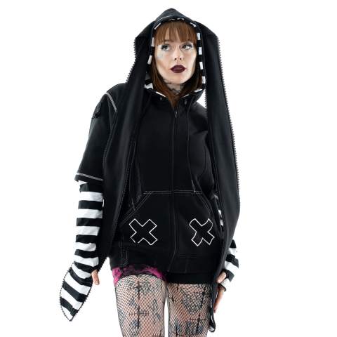 HYPNO BUNNY HOOD – BLACK/WHITE HYPNO BUNNY HOOD – BLACK/WHITE