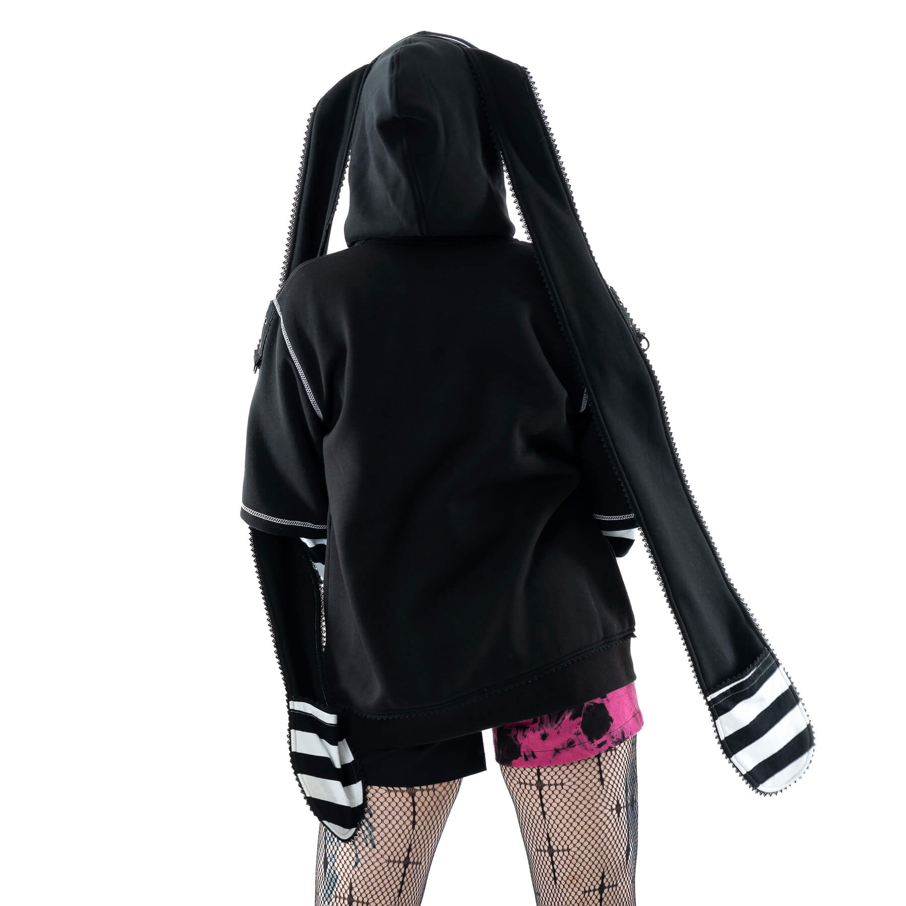 HYPNO BUNNY HOOD –  BLACK/WHITE
