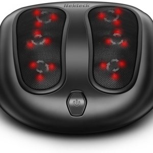 Nekteck Foot Massager with Heat, Shiatsu Heated Electric Kneading Foot Massager Machine for Plantar Fasciitis, Built-in Infrared Heat Function and Power Cord (Black)