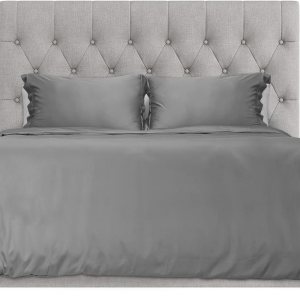 Hotel Sheets Direct 3 Piece Queen Duvet Cover Set, 100% Viscose Derived from Bamboo Comforter Cover with 2 Pillow Shams, Moisture-Wicking Silky Soft Texture, Cooling, Breathable, Easy Care, Dark Gray