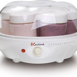 Euro Cuisine YM80 Electric Yogurt Maker Machine- Promote Gut Health with Probiotic Rich Homemade Yogurt -Home Yogurt Incubator with Glass Jars, White
