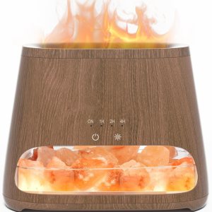 SALKING 2-in-1 Himalayan Salt Lamp Diffuser, Cool Mist Humidifier, Aromatherapy & Himalayan Salt Therapy, 100% Pure Himalayan Salt, Ultrasonic Essential Oil Diffuser with Ambient Glow, 150ml (Dark)