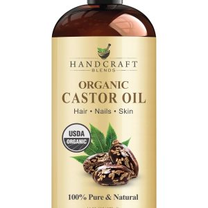 Handcraft Blends Organic Castor Oil – 16 Fl Oz – 100% Pure and Natural – Premium Grade Carrier Oil for Hair Growth, Eyelashes and Eyebrows – Hair and Body – Expeller-Pressed & Hexane-Free