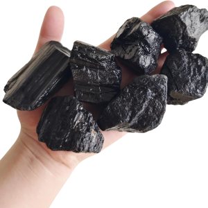 1 lb Black Tourmaline Bulk Raw Crystals and Healing Stones for Tumbling, Wire Wrapping, Wicca Reiki,Meditation