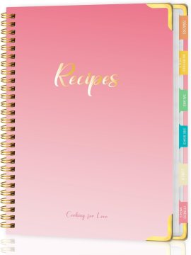 Blank Recipe Book to Write in Your Own Recipes with Tab Stickers-Pink Blank Recipe Book to Write in Your Own Recipes with Tab Stickers-Pink