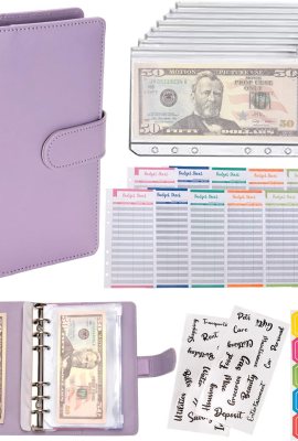 NICOOTHBudget Binder Cash Envelopes A6 Money Saving Binder with Zipper envelopes (Purple) NICOOTHBudget Binder Cash Envelopes A6 Money Saving Binder with Zipper envelopes (Purple)