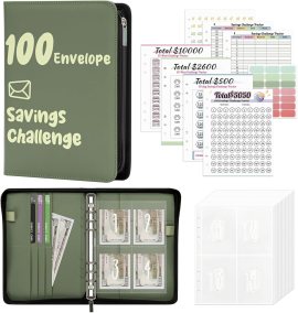 Ospelelf 100 Envelopes Money Saving Challenge Book Zipper Closure Leather 52 Weeks Savings Challenges Budget Planner Binder to Save 000 50 Green Ospelelf 100 Envelopes Money Saving Challenge Book Zipper Closure Leather 52 Weeks Savings Challenges Budget Planner Binder to Save 000 50 Green