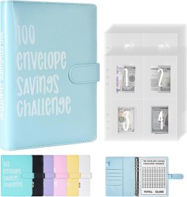 100 Envelopes Challenge Binder, 100 Envelopes Money Saving Challenge, A5 Money Saving Budget Binder with Cash Envelopes to Save ,050 Budget Planner (Blue) 100 Envelopes Challenge Binder, 100 Envelopes Money Saving Challenge, A5 Money Saving Budget Binder with Cash Envelopes to Save ,050 Budget Planner (Blue)