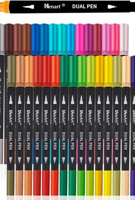 Dual Markers Brush Pens Stocking Stuffers, 36 Art Markers Christmas Gifts for Teens, Double Tip Colored Pen for Adult Coloring Books Art Suppliers Dual Markers Brush Pens Stocking Stuffers, 36 Art Markers Christmas Gifts for Teens, Double Tip Colored Pen for Adult Coloring Books Art Suppliers