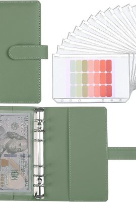 Money Saving Binder, Savings Challenges Book with for Cash Envelopes, 12pcs Zipper Envelopes A6 Budget Binder, Budget Planner for Managing Budgets and Saving Money -(Green-7.4IN) Money Saving Binder, Savings Challenges Book with for Cash Envelopes, 12pcs Zipper Envelopes A6 Budget Binder, Budget Planner for Managing Budgets and Saving Money -(Green-7.4IN)