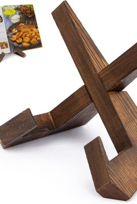 PUERSI Cookbook Stand for Kitchen, Recipe Book Holder for Kitchen Counter, Wooden Cookbook Holder, Rustic Cook Book Holder Stand – Rustic Brown PUERSI Cookbook Stand for Kitchen, Recipe Book Holder for Kitchen Counter, Wooden Cookbook Holder, Rustic Cook Book Holder Stand – Rustic Brown