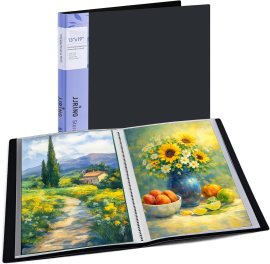 13×19 Black Art Portfolio Folder Displaying 48 Pages with Plastic Sleeves 13×19 Black Art Portfolio Folder Displaying 48 Pages with Plastic Sleeves