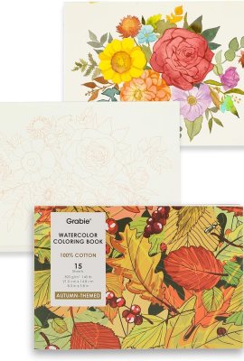Grabie Watercolor Coloring Book, 15 Sheets A5 (8.3 x 5.8),Watercolor Book for Adults: Ignite Your Artistic Expression on 100% Cotton Paper (Autumn-Themed) Grabie Watercolor Coloring Book, 15 Sheets A5 (8.3 x 5.8),Watercolor Book for Adults: Ignite Your Artistic Expression on 100% Cotton Paper (Autumn-Themed)