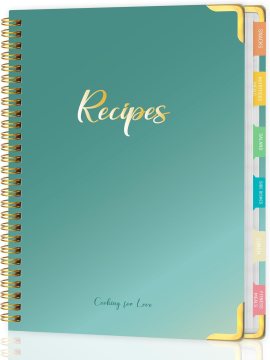 Recipe Book to Write in Your Own Recipes with Tab Stickers-Purple-Green Recipe Book to Write in Your Own Recipes with Tab Stickers-Purple-Green