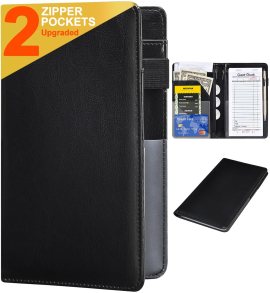 HerriaT Server Books for Waitress – Leather Waiter Book Server Wallet with Zipper Pocket, Cute Waitress Book&Waitstaff Organizer with Money Pocket Fit Server Apron(Classic Black) HerriaT Server Books for Waitress – Leather Waiter Book Server Wallet with Zipper Pocket, Cute Waitress Book&Waitstaff Organizer with Money Pocket Fit Server Apron(Classic Black)