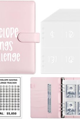 Money Saver Budget Binder Book with Pouches, 100 Envelope Challenge Binder with Numbers, A5 Money Budget Envelopes for Cash Saving ,050 Pink Money Saver Budget Binder Book with Pouches, 100 Envelope Challenge Binder with Numbers, A5 Money Budget Envelopes for Cash Saving ,050 Pink