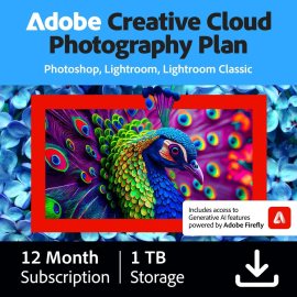 Adobe Creative Cloud Photography Plan 1TB (Photoshop + Lightroom) | 12-month Subscription with auto-renewal Adobe Creative Cloud Photography Plan 1TB (Photoshop + Lightroom) | 12-month Subscription with auto-renewal