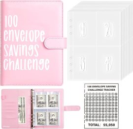 100 Envelopes Money Saving Challenge, New 100 Envelope Challenge Binder, Easy and Funny Way to Save ,050 Budget Planner, 100 Day Envelope Challenge Kit Money Saving Book for Cash Pink 100 Envelopes Money Saving Challenge, New 100 Envelope Challenge Binder, Easy and Funny Way to Save ,050 Budget Planner, 100 Day Envelope Challenge Kit Money Saving Book for Cash Pink