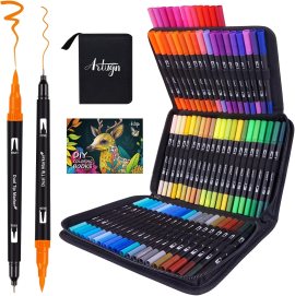 72 Colors Dual Watercolor Markers Pens for Adult Coloring Books with Bag | Art Marker Set with Fine & Brush Tip Pen for Bullet Journaling, Coloring, Drawing, Hand Lettering, Calligraphy, Art Supplies 72 Colors Dual Watercolor Markers Pens for Adult Coloring Books with Bag | Art Marker Set with Fine & Brush Tip Pen for Bullet Journaling, Coloring, Drawing, Hand Lettering, Calligraphy, Art Supplies