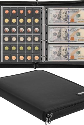 Fireproof Coin Collection Album for Collectors, 300 Pockets Coins Collecting Album & 36 Sleeves Money Storage Case for Coin Currency Collection Supplies, Bill, Pennies, Quarters, Stamp,F65C001B Fireproof Coin Collection Album for Collectors, 300 Pockets Coins Collecting Album & 36 Sleeves Money Storage Case for Coin Currency Collection Supplies, Bill, Pennies, Quarters, Stamp,F65C001B