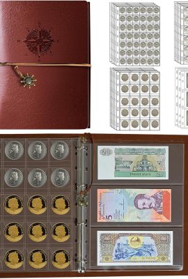 Coin Collection Book Holder for Collectors,428 Pockets Coin Collection Supplies & 12 Sleeves Paper Money Currency Album, Display Storage Case for All Coins (Brown) Coin Collection Book Holder for Collectors,428 Pockets Coin Collection Supplies & 12 Sleeves Paper Money Currency Album, Display Storage Case for All Coins (Brown)