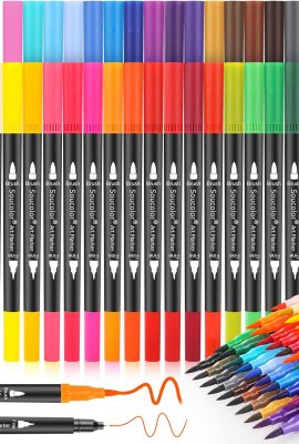Soucolor Art Brush Markers Pens for Adult Coloring Books, 36 Colors Numbered Dual Tip (Brush and Fine Point) Marker Pen for Note taking Planner Hand Lettering Calligraphy Drawing Journaling Soucolor Art Brush Markers Pens for Adult Coloring Books, 36 Colors Numbered Dual Tip (Brush and Fine Point) Marker Pen for Note taking Planner Hand Lettering Calligraphy Drawing Journaling