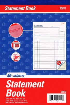 Adams All-Purpose Statement Book, 2-Part with Carbon, 5.56 x 8.44 Inches, White/Canary, 50 Sets per Book (25812) Adams All-Purpose Statement Book, 2-Part with Carbon, 5.56 x 8.44 Inches, White/Canary, 50 Sets per Book (25812)