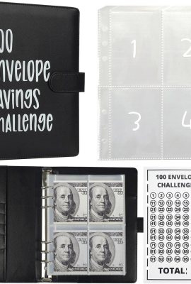 LANBOUY 100 Envelopes Money Saving Challenge Binder Budget Planner, Budget Book With Cash Savings Challenge, 52 Week Money Binder, 4 Envelopes Per Page, A Total Of 25 Pages LANBOUY 100 Envelopes Money Saving Challenge Binder Budget Planner, Budget Book With Cash Savings Challenge, 52 Week Money Binder, 4 Envelopes Per Page, A Total Of 25 Pages