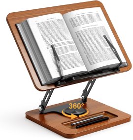 OPTIXCELL Book Stand for Reading, 360° Rotating Book Holder, Page Clips OPTIXCELL Book Stand for Reading, 360° Rotating Book Holder, Page Clips