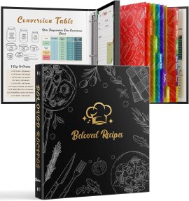Recipe Binder 8.5″x11″ 3 Ring Set, Waterproof Full Recipe Book Binder with Plastic Sleeves, Recipes, Dividers & Labels, Blank Recipe Card Book to Write in Your Own Recipes Recipe Binder 8.5″x11″ 3 Ring Set, Waterproof Full Recipe Book Binder with Plastic Sleeves, Recipes, Dividers & Labels, Blank Recipe Card Book to Write in Your Own Recipes