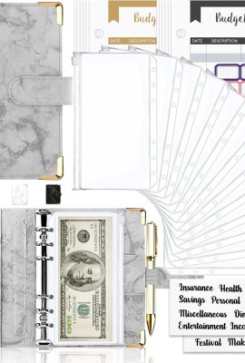 Onlyesh Budget Binder with Cash Envelopes, 28Pcs Marble 6Ring Saving Binder (Grey) Onlyesh Budget Binder with Cash Envelopes, 28Pcs Marble 6Ring Saving Binder (Grey)