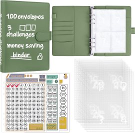 Ndsox 100 Envelopes Money Challenge Binder, A5 Budget Binder with Cash Envelopes, Savings Challenges Book to Save 0, ,050, ,000 Budget Planner, Olive Green Ndsox 100 Envelopes Money Challenge Binder, A5 Budget Binder with Cash Envelopes, Savings Challenges Book to Save 0, ,050, ,000 Budget Planner, Olive Green