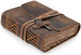 LEATHER VILLAGE Vintage Leather Journal – 200 Handmade Vintage Deckle Edge Paper – Leather bound Journal For Women Men – Vintage Key Closure – Book of Shadows – Cappuccino Brown – 6X4 inches (A6) LEATHER VILLAGE Vintage Leather Journal – 200 Handmade Vintage Deckle Edge Paper – Leather bound Journal For Women Men – Vintage Key Closure – Book of Shadows – Cappuccino Brown – 6X4 inches (A6)